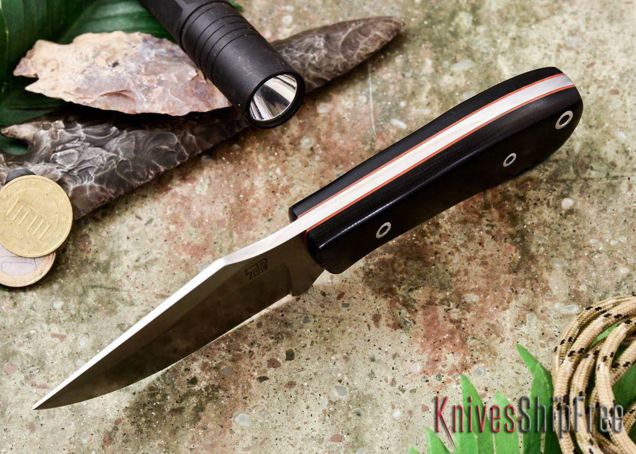 D. Tope Knives: Bulldog - CPM 3V - Black Canvas Micarta - Orange