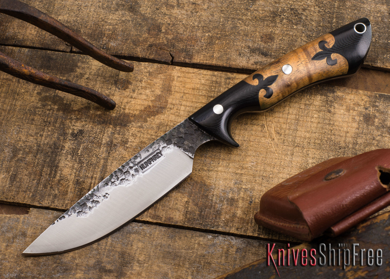 Lon Humphrey Knives: Bridger - Segmented Black Micarta / Curly Koa