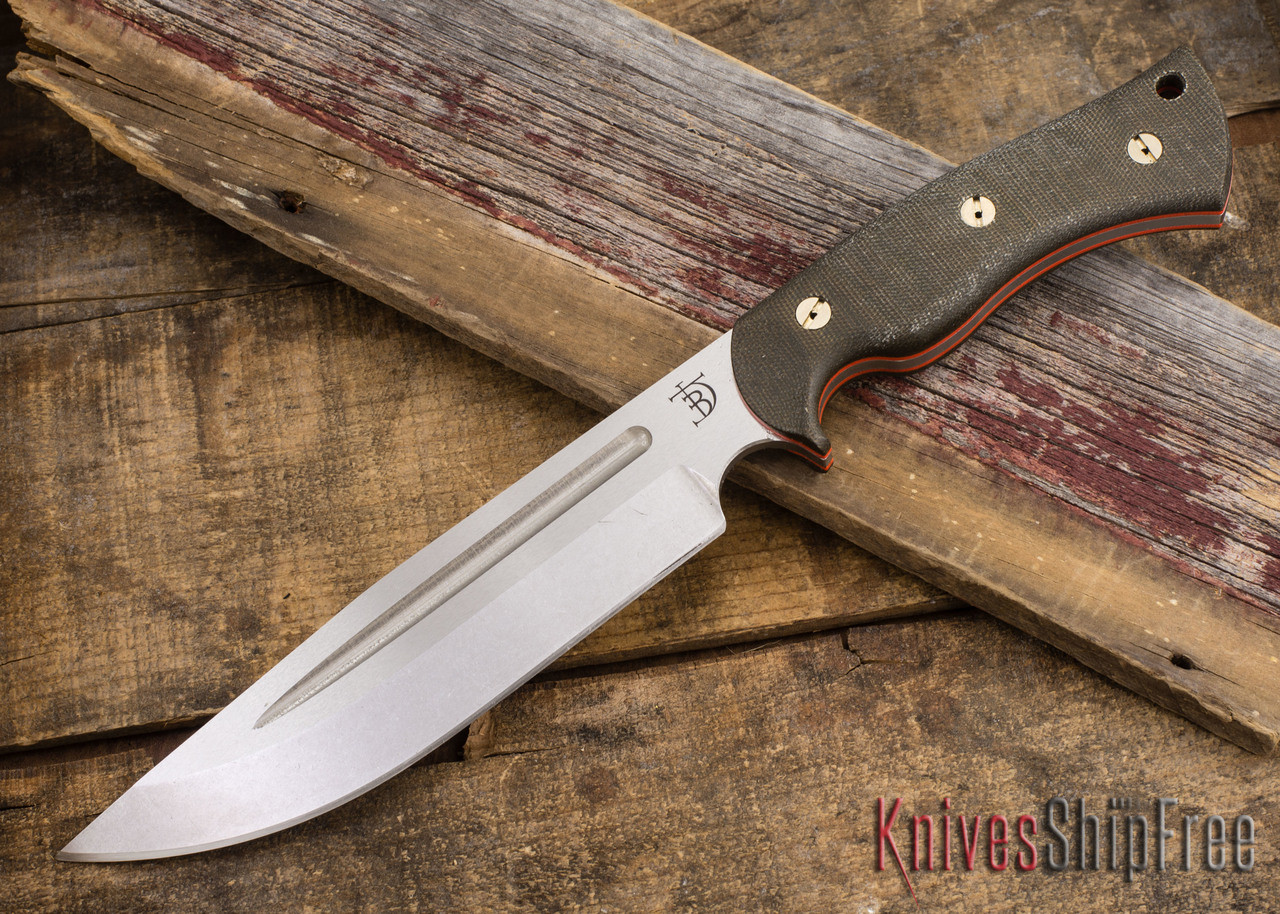 Dark Timber Knives: Honey Badger - CPM 3V - Green Micarta - Orange