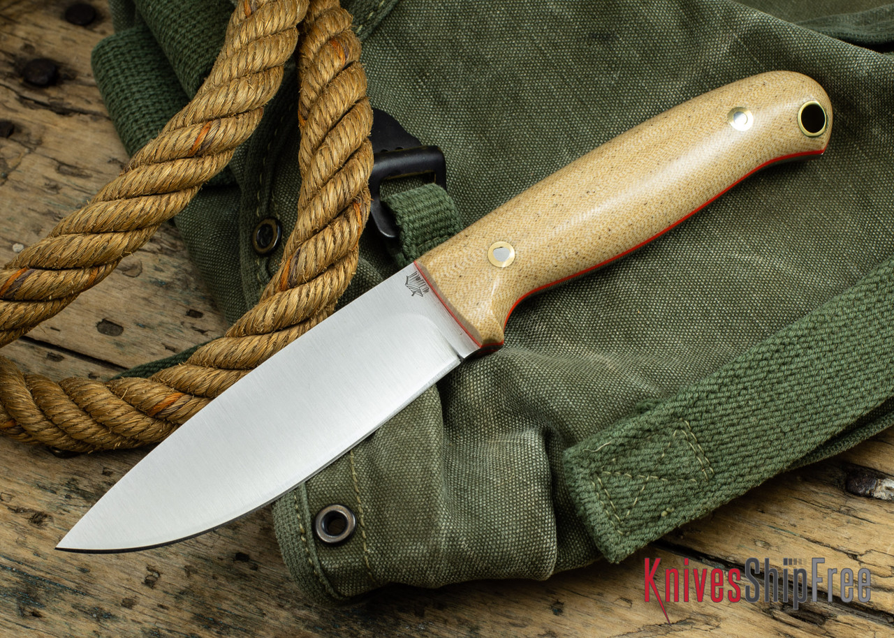 L.T. Wright Knives: Rogue River - Snakeskin Micarta - Orange Liners