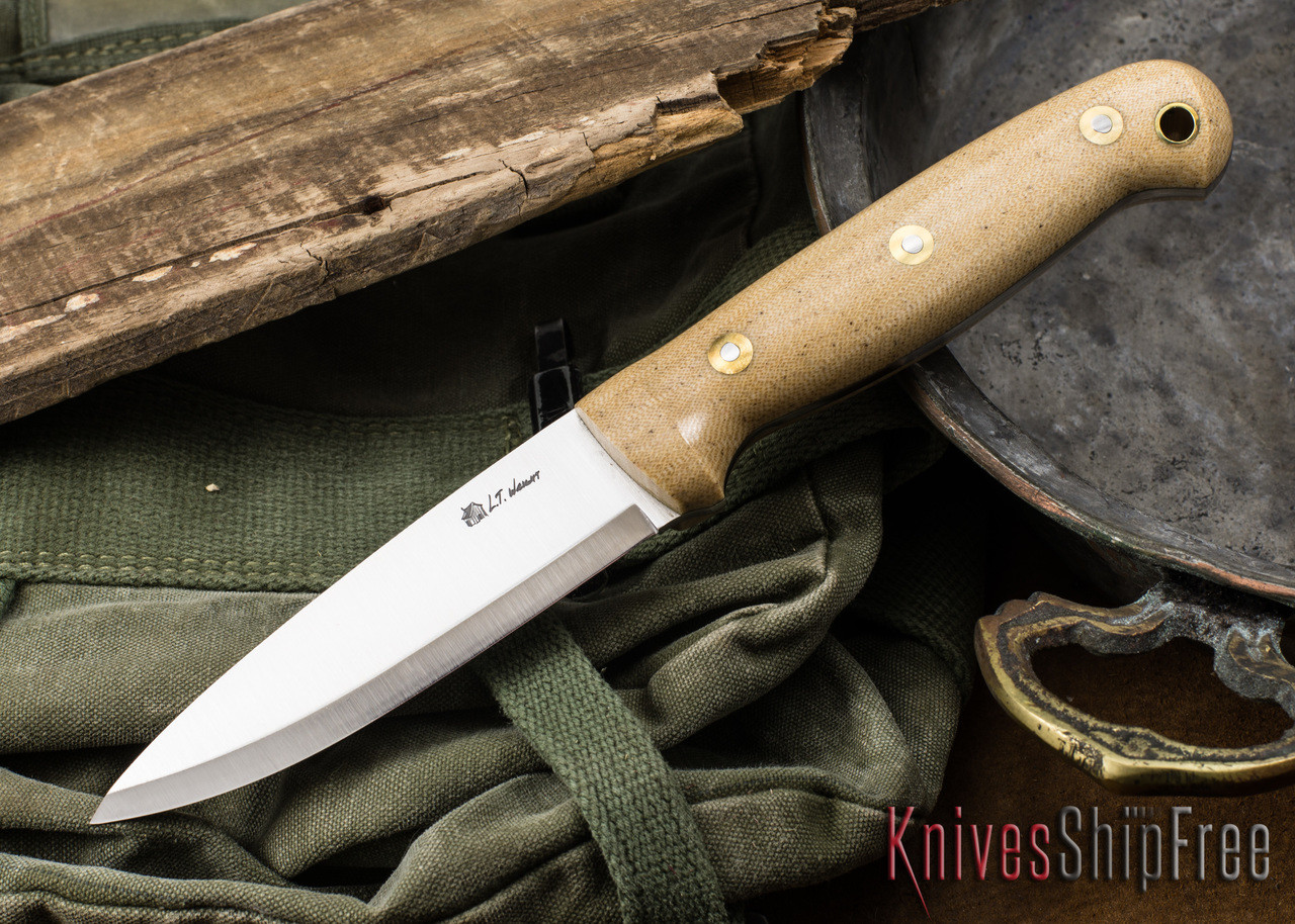 L.T. Wright Knives: GNS - Scandi Grind - Snakeskin Micarta