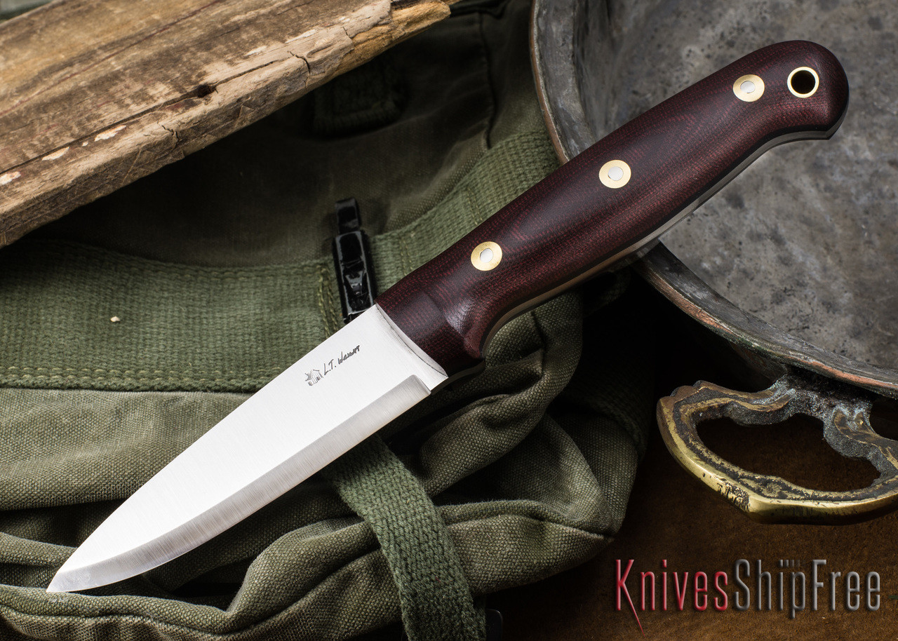 L.T. Wright Knives: GNS - Scandi Grind - Double Red Micarta Matte