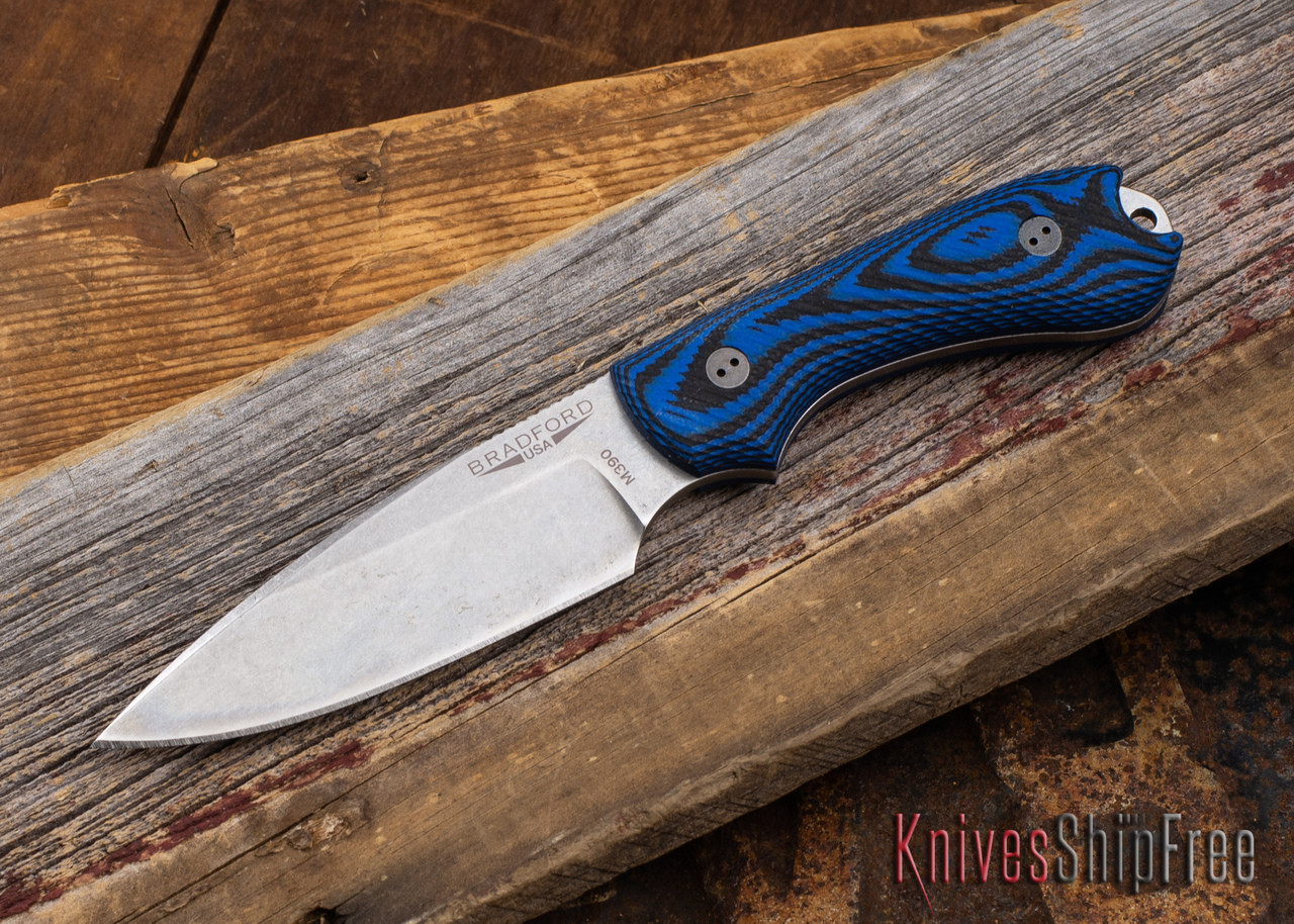 Bradford Knives: Guardian 3 - 3D Black & Blue G-10 - M390 - Stonewash