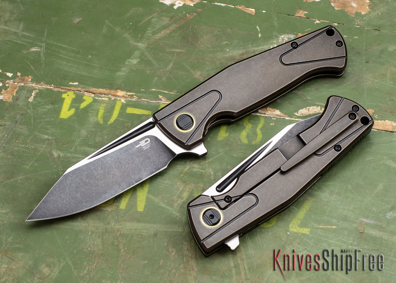 Bestech Knives: Horus - Black/Bronze Titanium Framelock - CPM