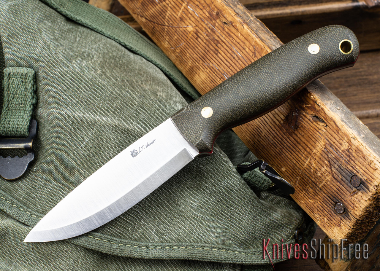 L.T. Wright Knives: Rogue River 3V - Scandi - Green Micarta - Red