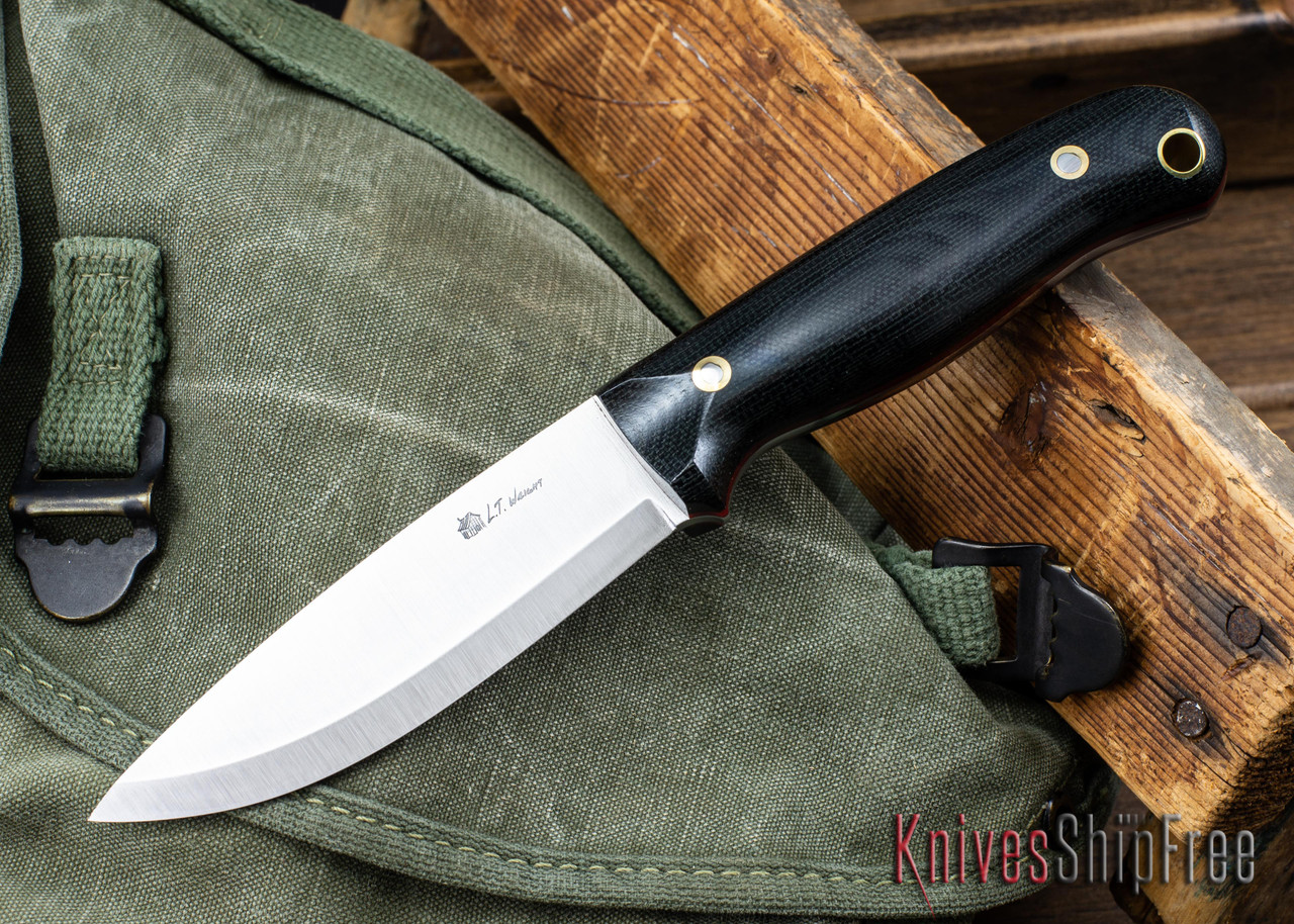 L.T. Wright Knives: Rogue River 3V - Scandi - Black Micarta - Red