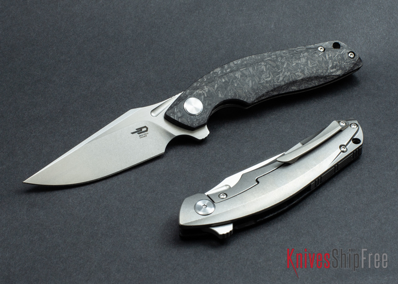 Bestech Knives: Ghost - Titanium & Carbon Fiber - Stonewashed CPM-S35VN