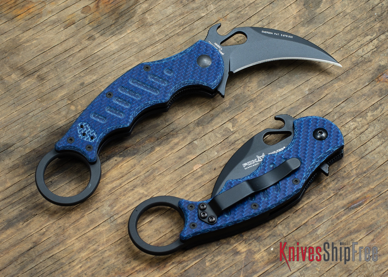 Fox Knives 599 Karambit Blue Twill G 10 Black Blade All Knives Ship Free