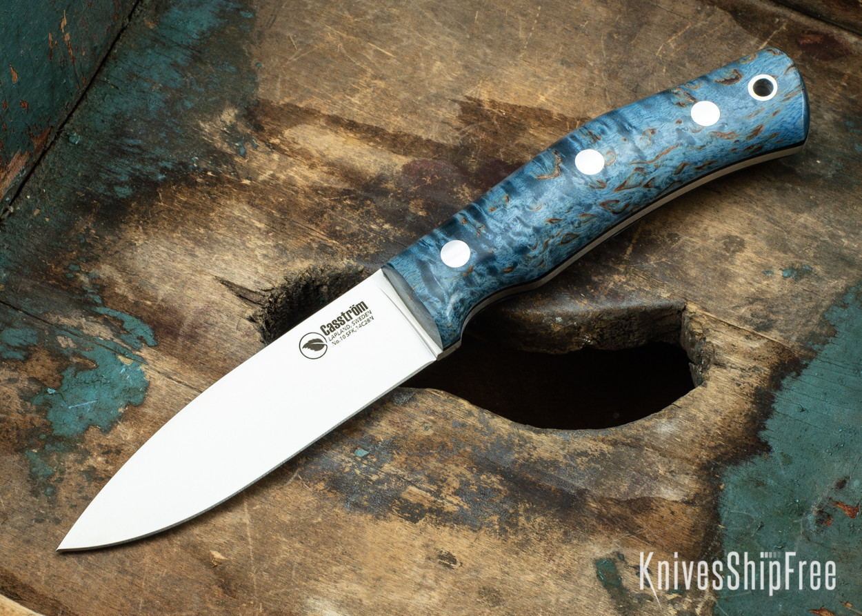 Casstrom: No.10 Swedish Forest Knife - Blue Curly Birch - 052205
