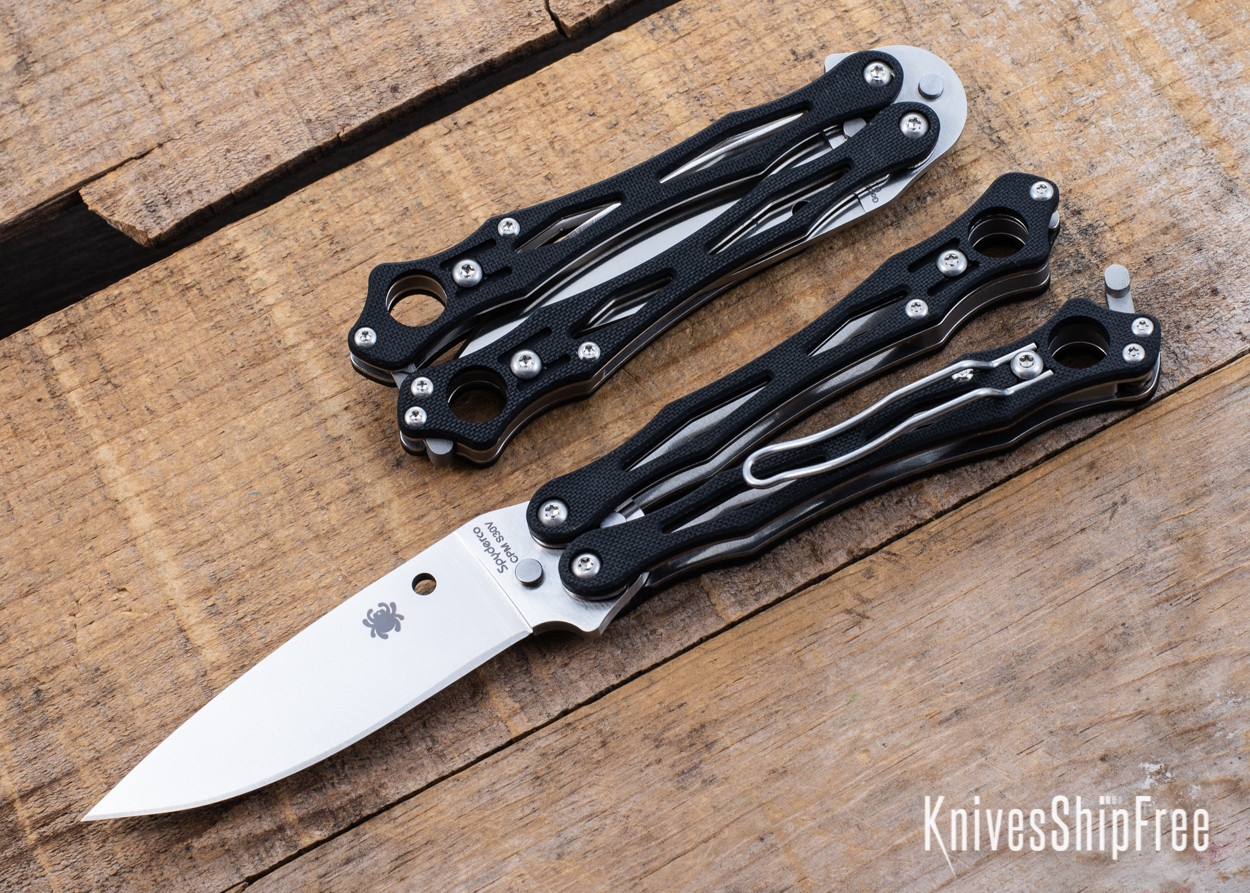Spyderco: SmallFly 2 Butterfly Knife - Black G-10 - CPM-S30V - B02GP2