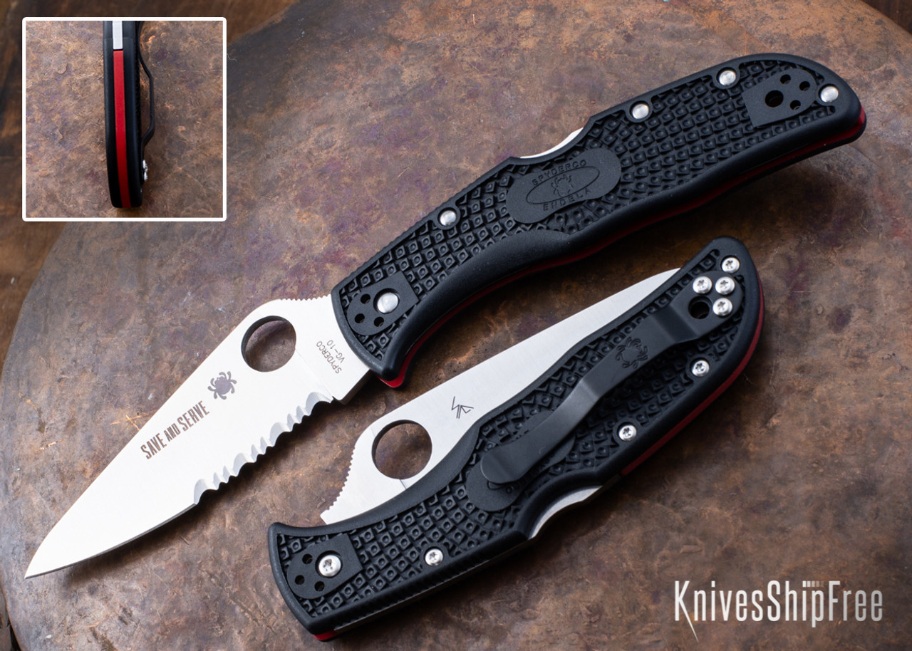 Spyderco: Endela Lightweight - Thin Red Line - Partially Serrated 