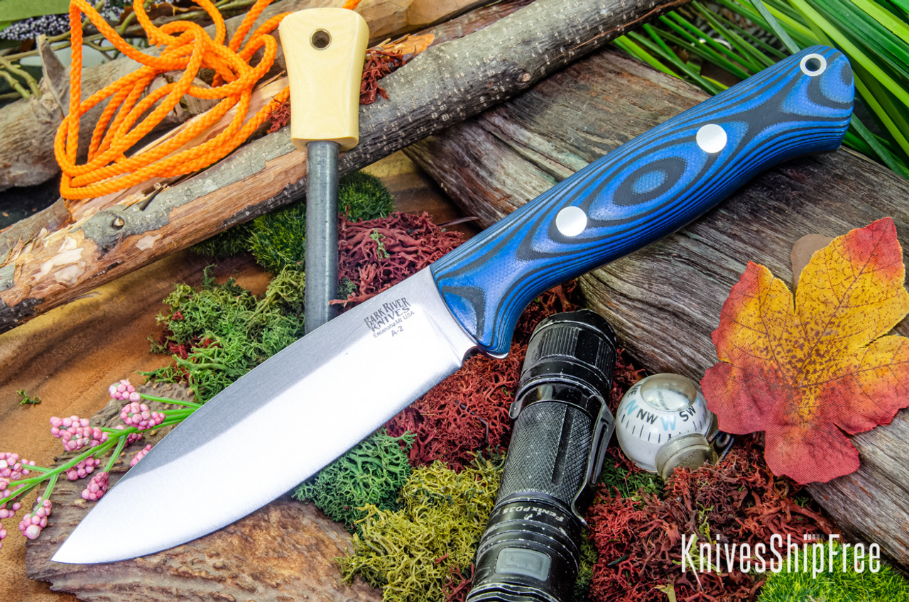 Bark River Knives: UP Bravo - Blue & Black Suretouch - Matte