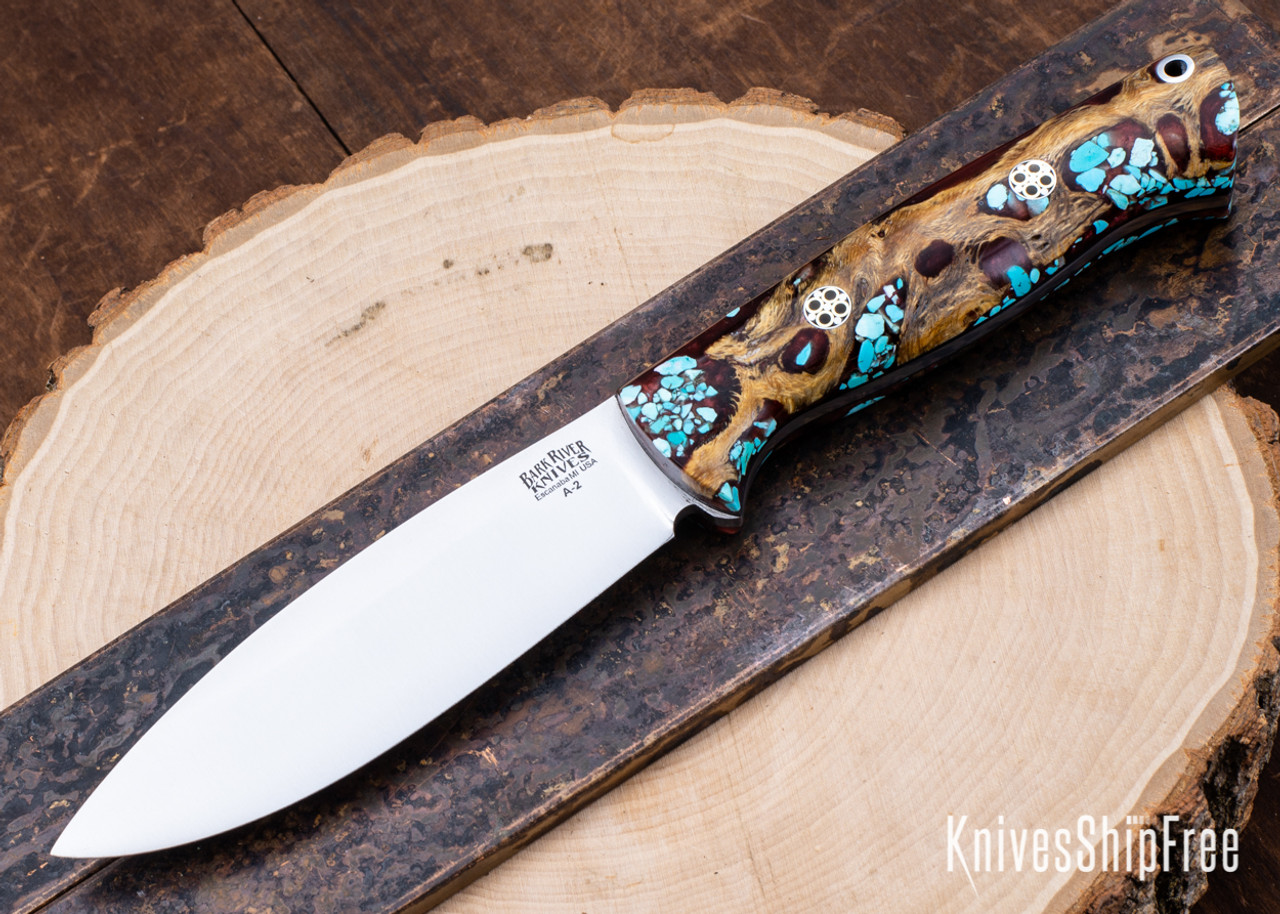 Bark River Knives: UP Bravo - Red Cholla Cactus with Turquoise