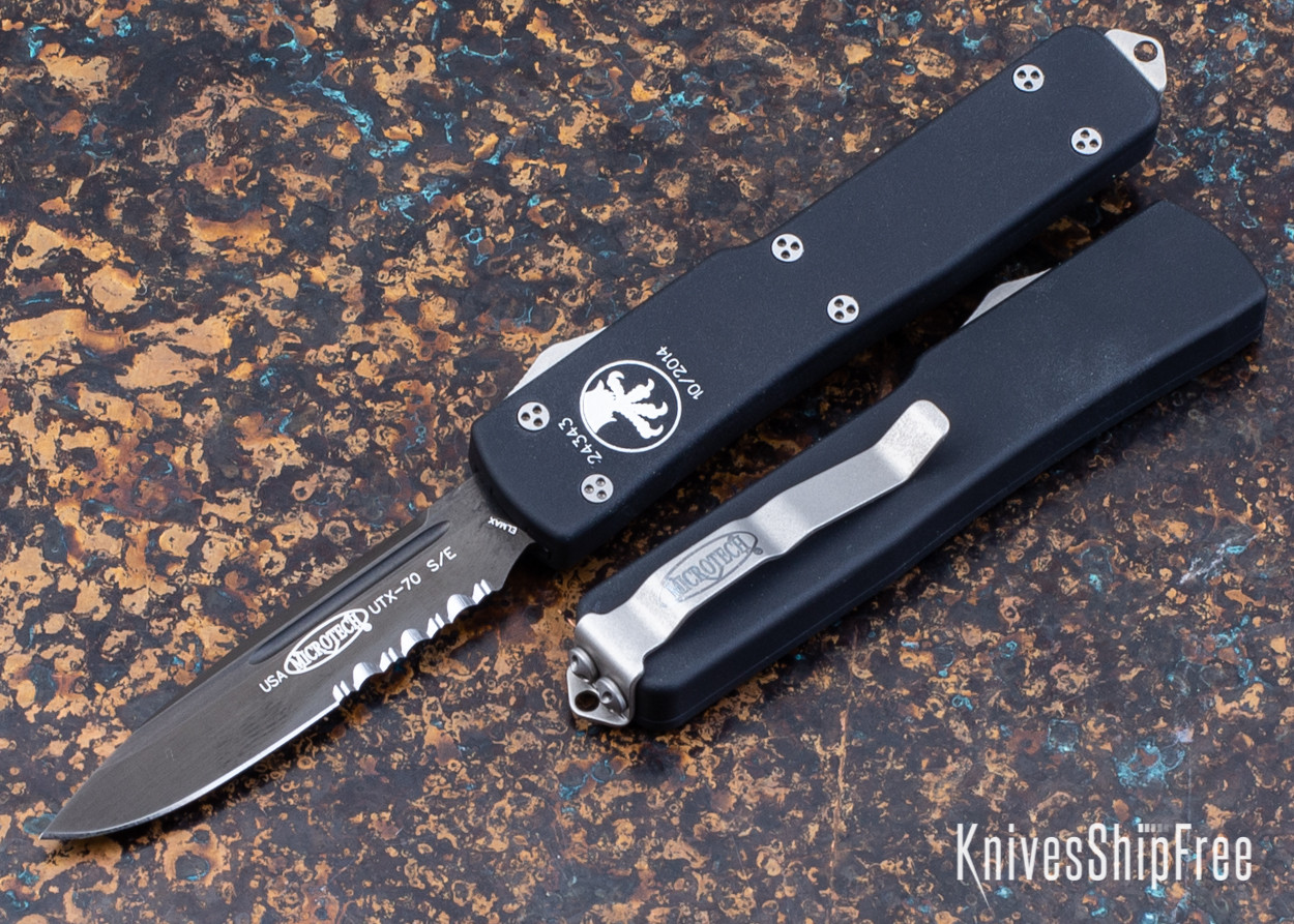 Microtech: UTX-70 - Auto OTF - Single Edge - Black Partial