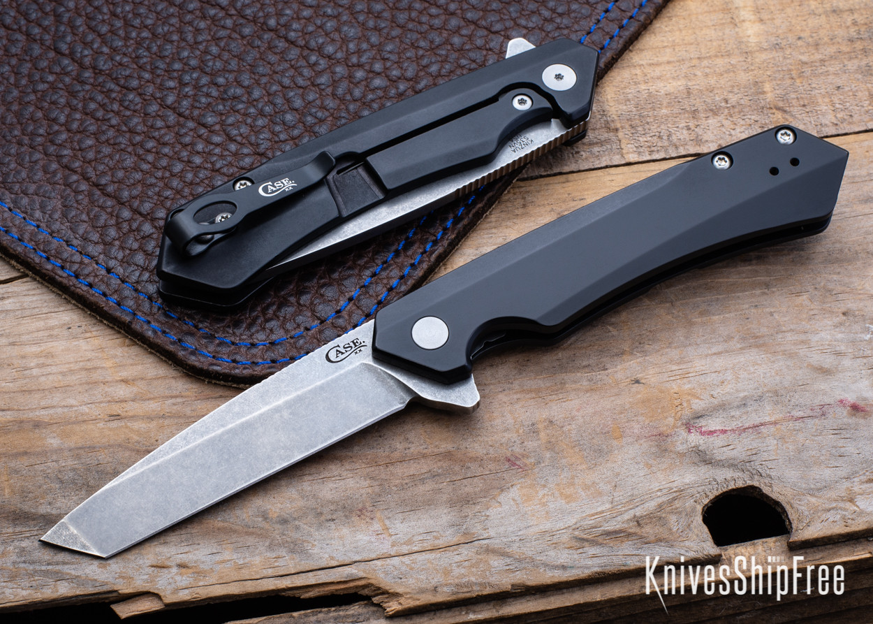 Case Knives: Kinzua - Black Anodized Aluminum - Tanto -64665