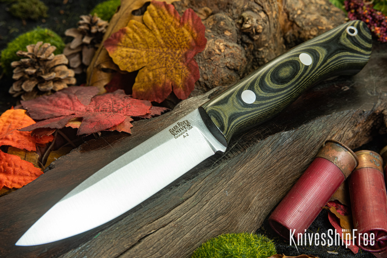 Bark River Knives: Aurora - Black & Green Linen Micarta