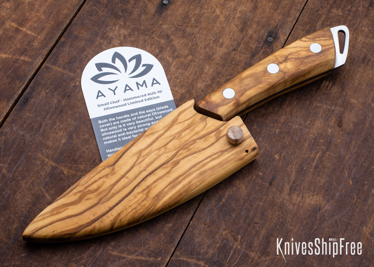 Olive Wood Knife Scales, Indy Hammered Knives