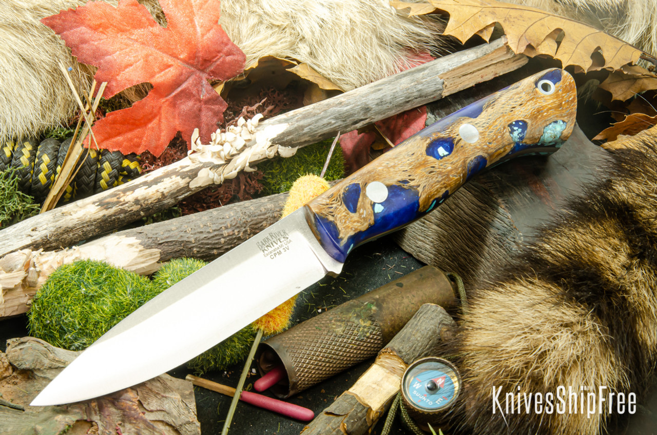 Bark River Knives: Aurora - CPM 3V - Blue Cholla Cactus with Turquoise