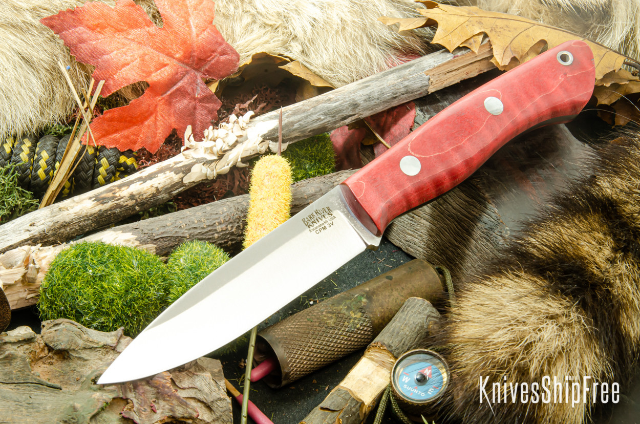 Bark River Knives: Aurora - CPM 3V - Red Tigertail Maple Burl