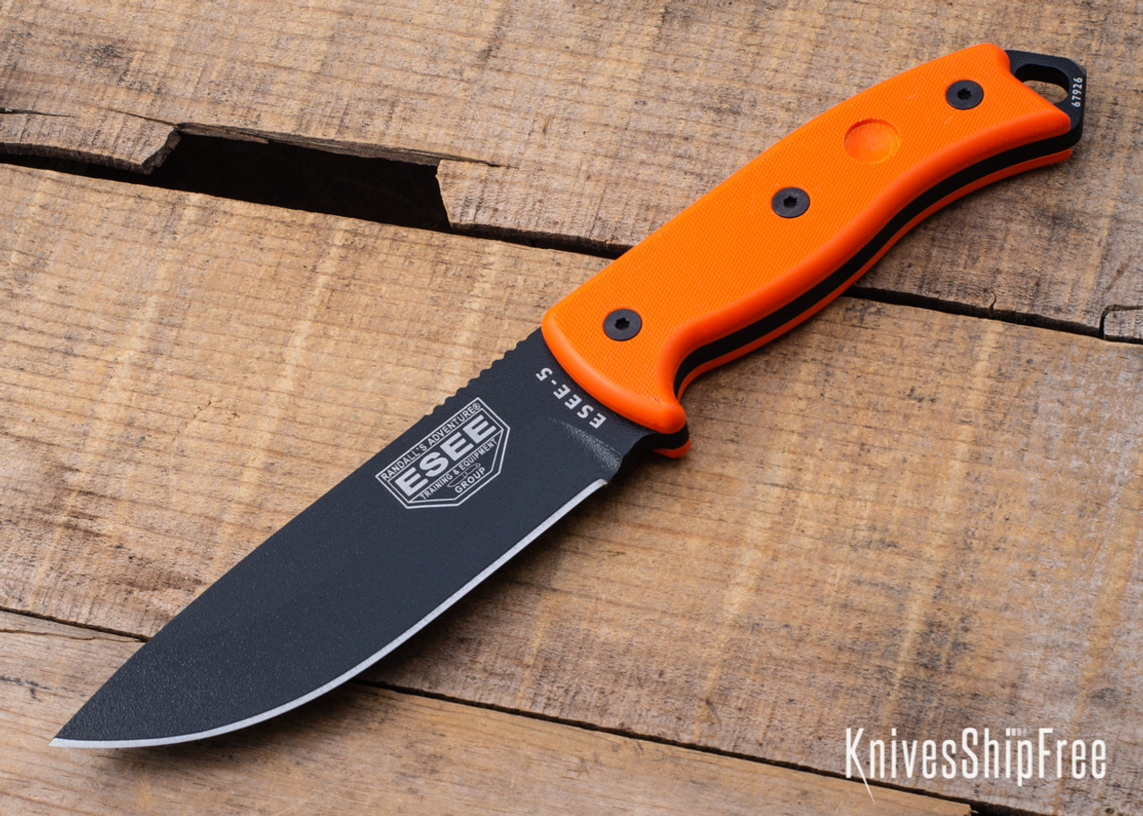 ESEE Knives: ESEE-5P-B-OR - Black Blade - Orange G-10