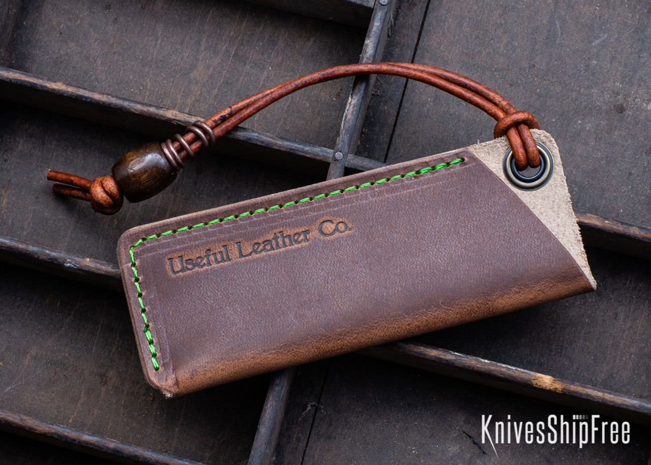 Useful Leather Co. - Medium Leather Knife Slip - Green Stitching