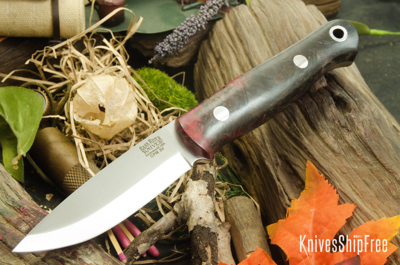 Bark River Knives: Bushcrafter - CPM 3V - Hellfire Maple Burl #1