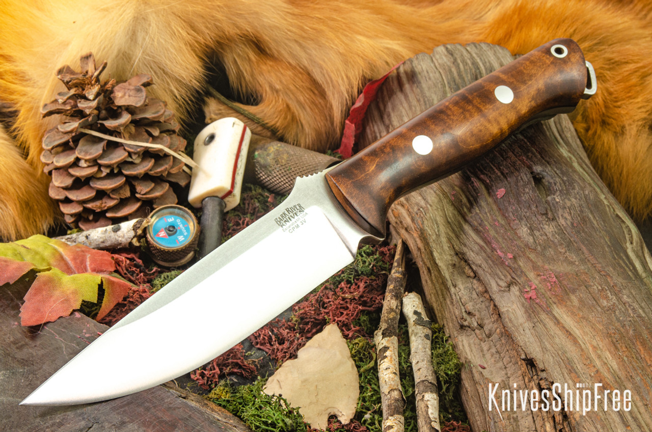 Bark River Knives: Bravo Vortex - CPM 3V - Dark Curly Maple