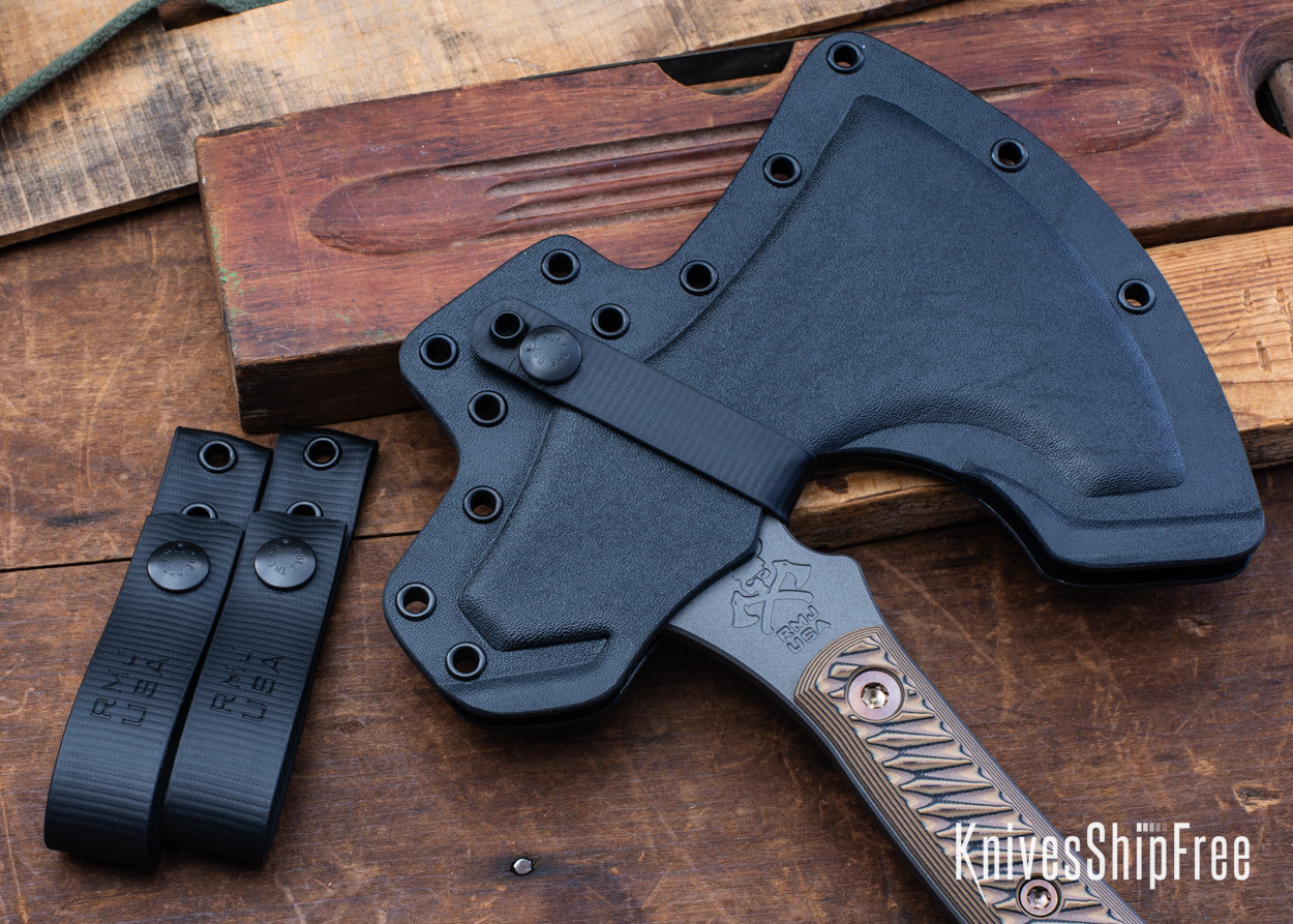 RMJ Tactical: Berserker - 80CrV2 Tomahawk - Hyena Brown G-10