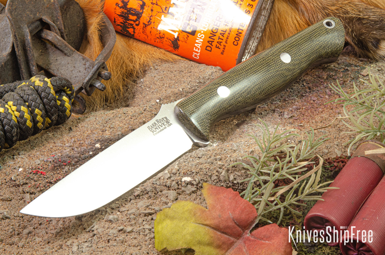 Bark River Knives: Gunny - CPM 3V - Green Canvas Micarta