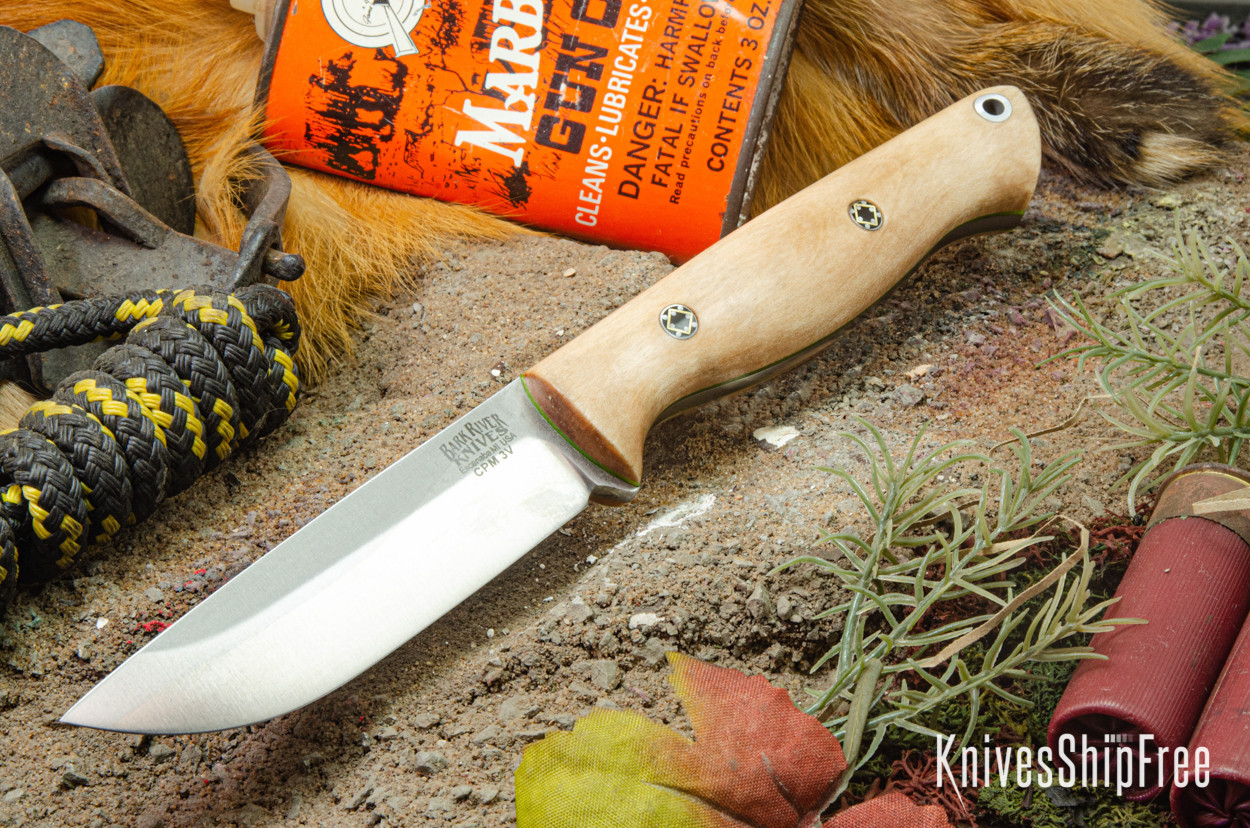 Bark River Knives: Gunny - CPM 3V - Natural Curly Maple Burl