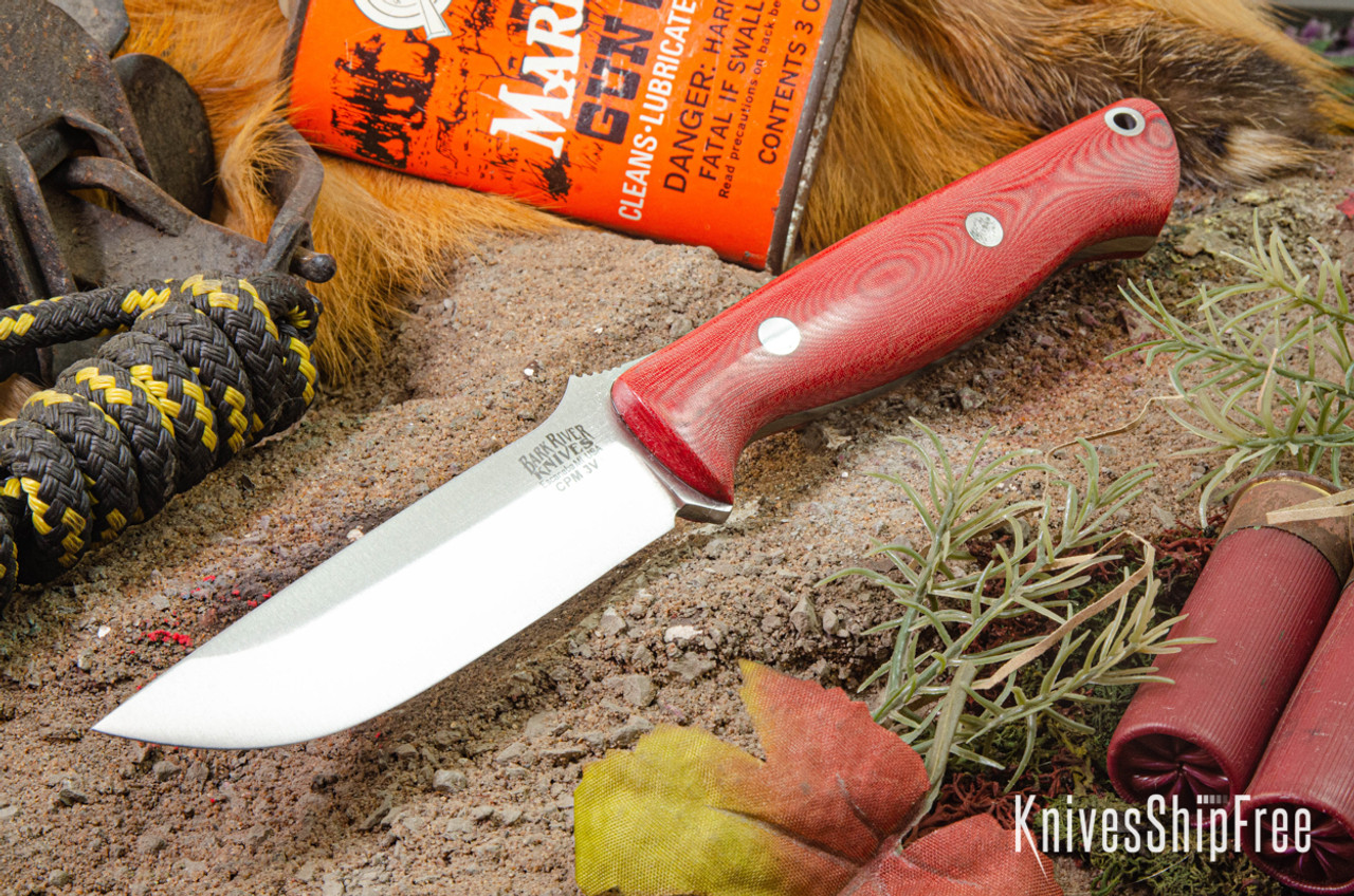 Bark River Knives: Gunny - CPM 3V - Red Linen Micarta