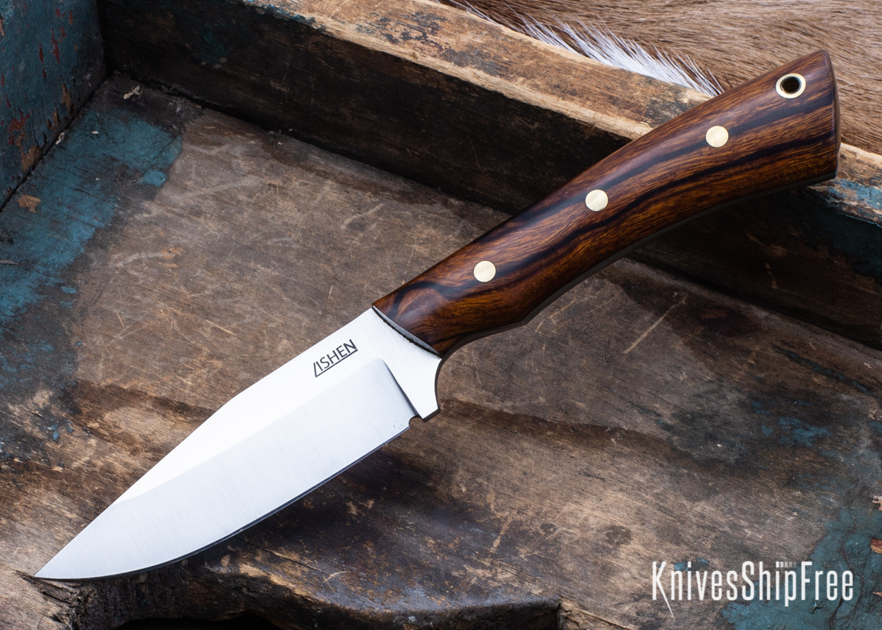 Lishen Knives Pathfinder Desert Ironwood Brass Pins 52100 Tool Steel