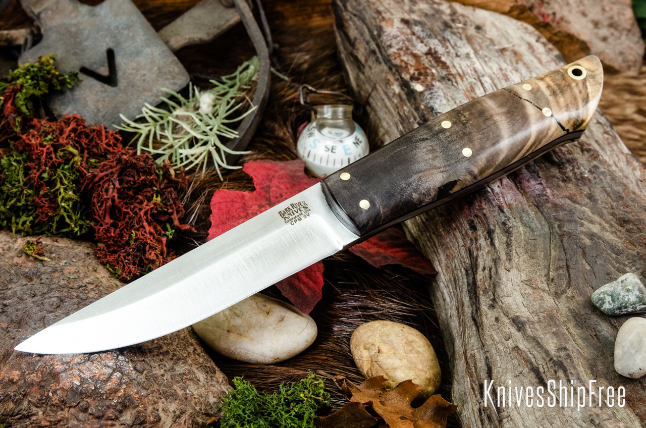 Bark River Knives: Puukko 3V - California Buckeye Burl - Black Liners