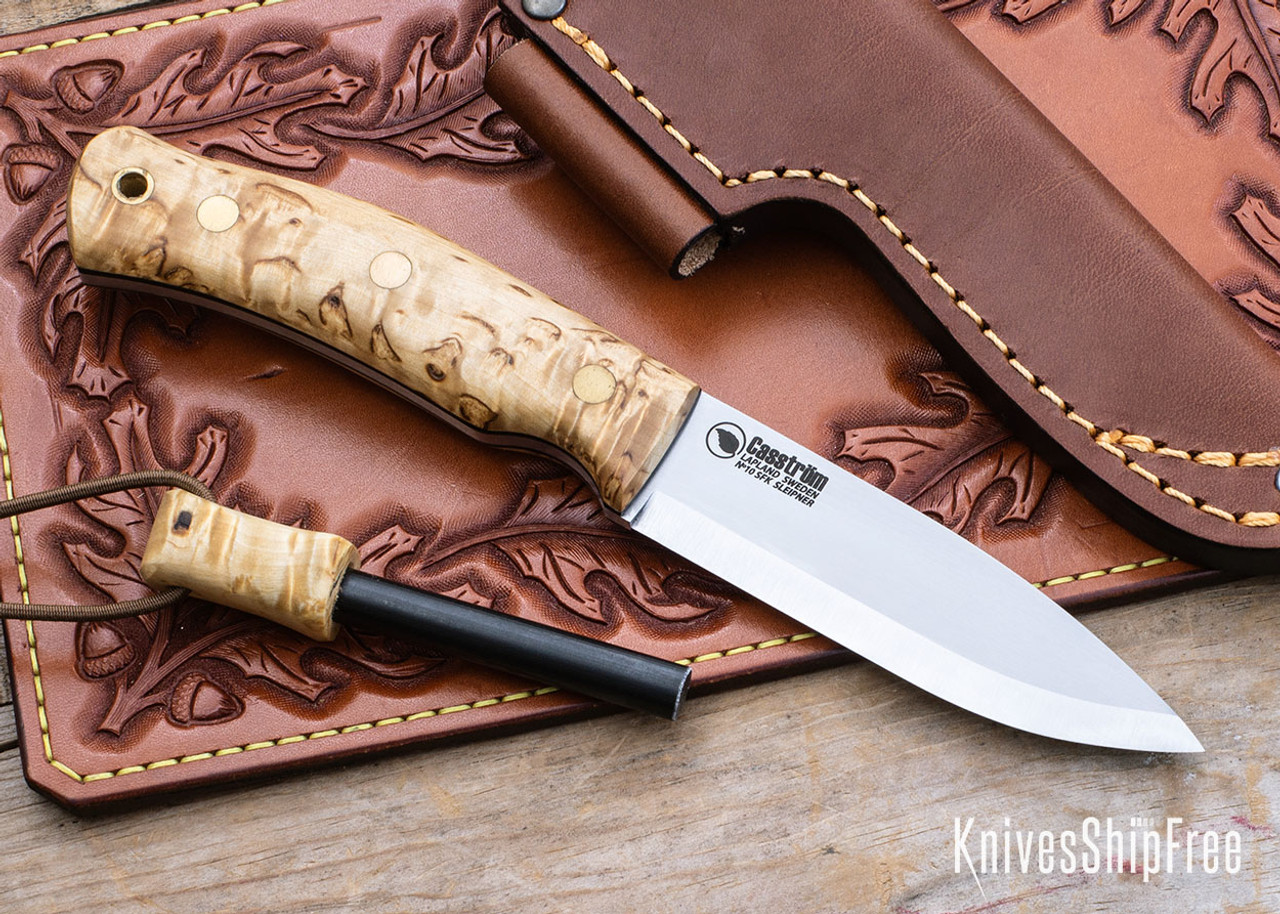 Casstrom: No.10 Swedish Forest Knife - Curly Birch w/ Firesteel