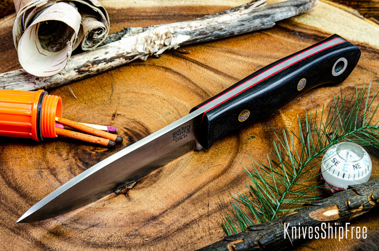 BARK  KNIVES  オーロラ Bark River Knives: Aurora Scandi 3V - Black Canvas Micarta