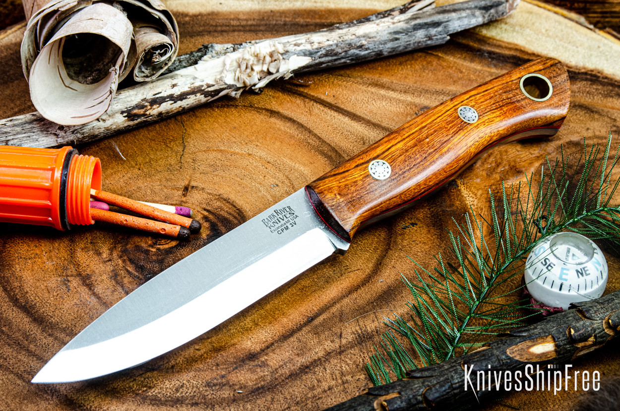 Bark River Knives: Aurora Scandi 3V - Desert Ironwood - Red Liners