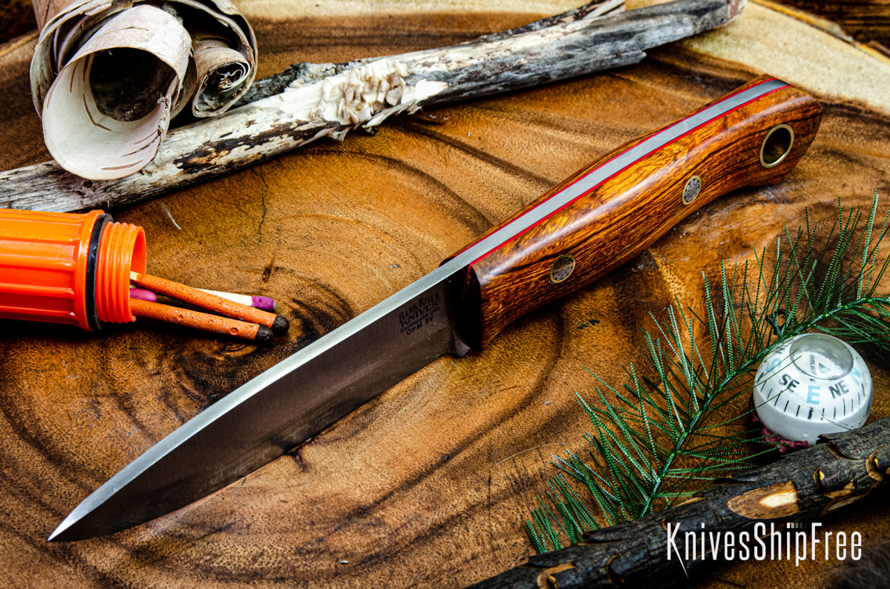 Bark River Knives: Aurora Scandi 3V - Desert Ironwood - Red Liners