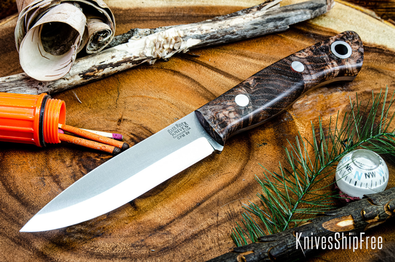 Bark River Knives: Aurora Scandi 3V - Hellfire Maple Burl #1