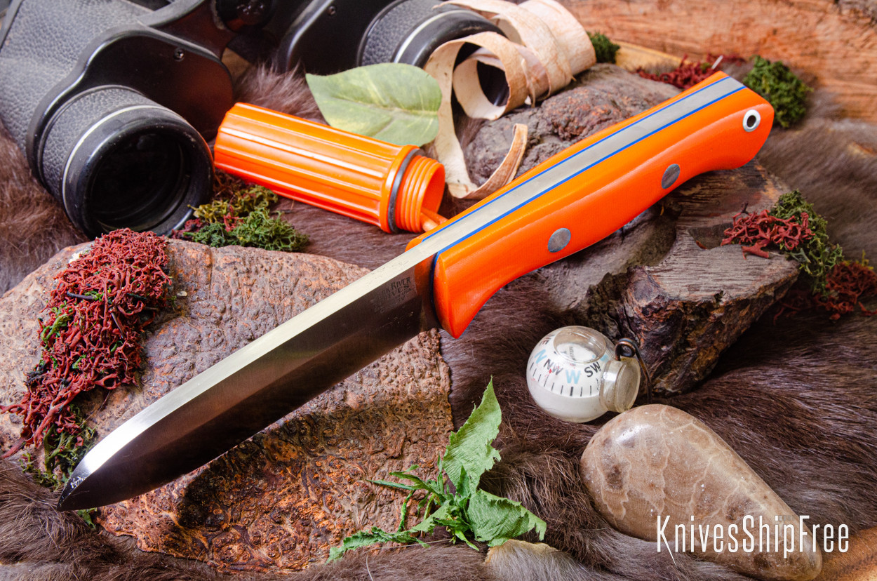 Bark River Knives: Bravo 1.25 - CPM 3V - Blaze Orange G-10 - Blue