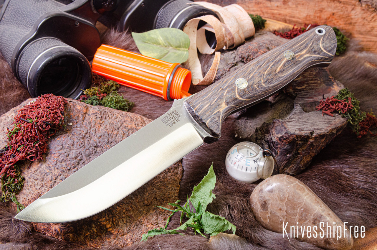 Bark River Knives: Bravo 1.25 - CPM 3V - Bog Oak - White Liners