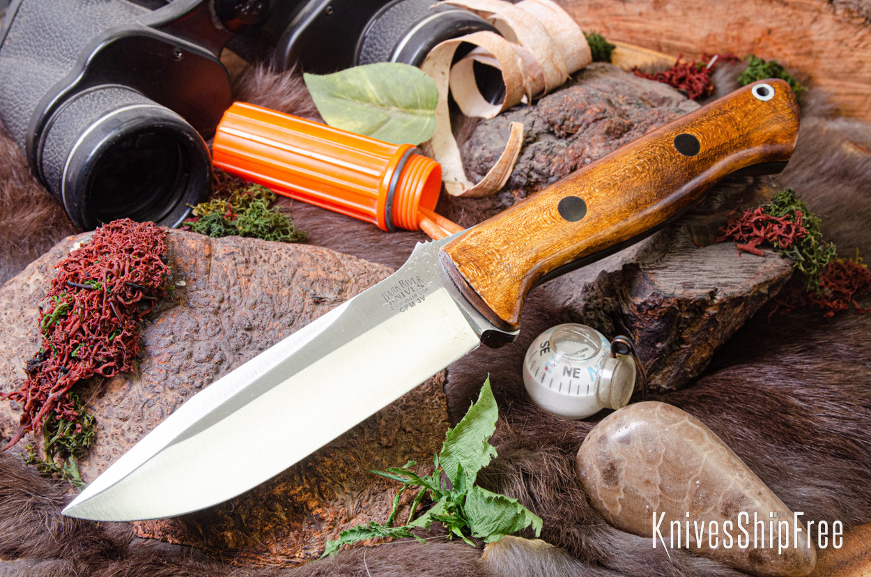 Bark River Knives: Bravo 1.25 - CPM 3V - Dark Curly Maple - Black