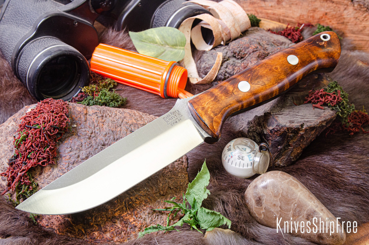 Bark River Knives: Bravo 1.25 - CPM 3V - Dark Curly Maple - Black