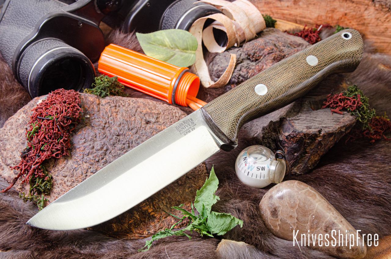 Bark River Knives: Bravo 1.25 - CPM 3V - Green Canvas Micarta