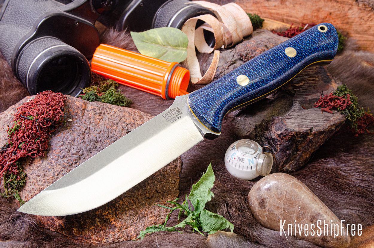 Bark River Knives: Bravo 1.25 - CPM 3V - Navy Burlap Micarta
