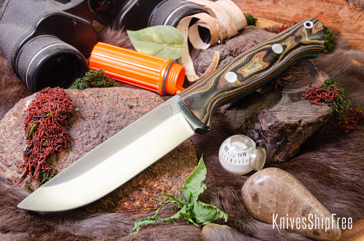 Bark River Knives: Bravo 1.25 - CPM 3V - Snakeskin Burgundy Canvas