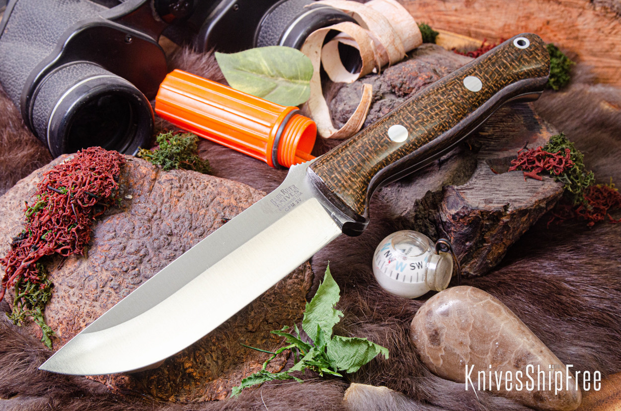 Bark River Knives: Bravo 1.25 - CPM 3V - Tan Burlap - Gray Liner Bark River Knives: Bravo 1.25 - CPM 3V - Tan Burlap - Gray Liner