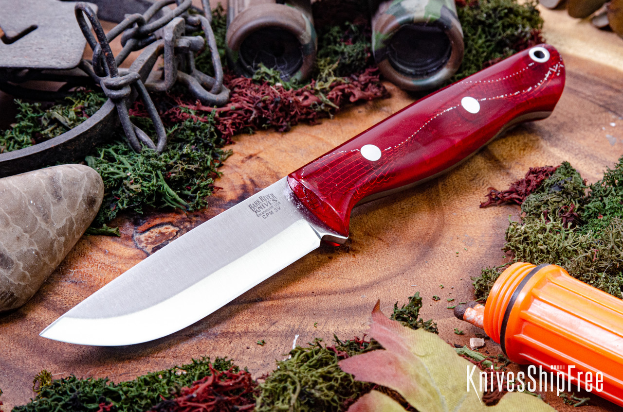 Bark River Knives: Gunny Scandi - CMP 3V - Red Cyclone Mesh - Red 