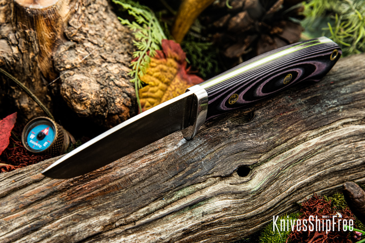 Bark River Knives: Bobcat Hunter - CPM 154 - Pink & Black G-10