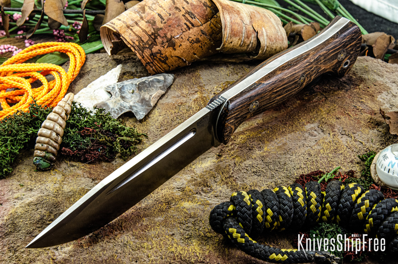 Bark River Knives: Cub - CPM 3V - Bog Oak - White Liners - Mosaic