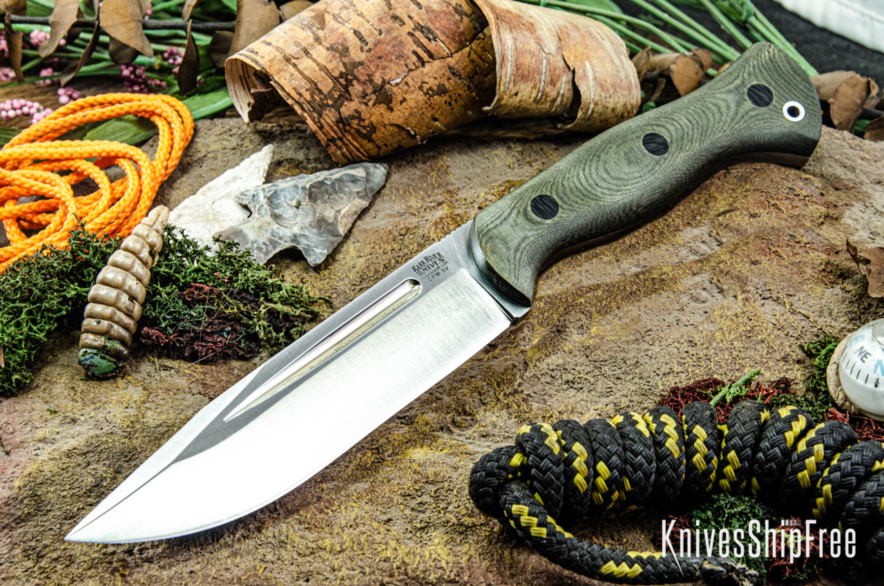 Bark River Knives: Cub - CPM 3V - Green Linen Micarta - Forest 